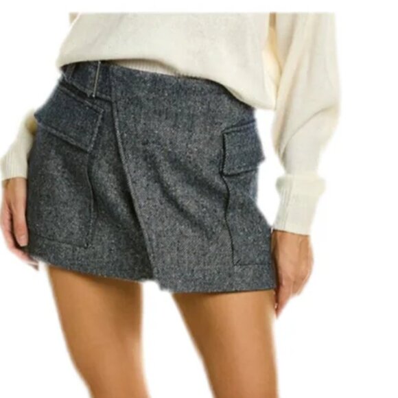 A.L.C. Conan Blue/White Tweed Wool Mini Skirt Sz: 10 - Picture 1 of 12